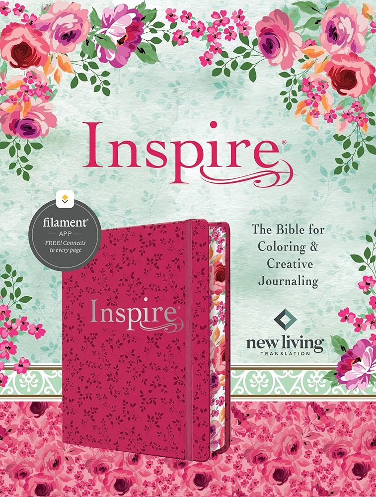NLT Inspire Bible-Pink Leatherbord