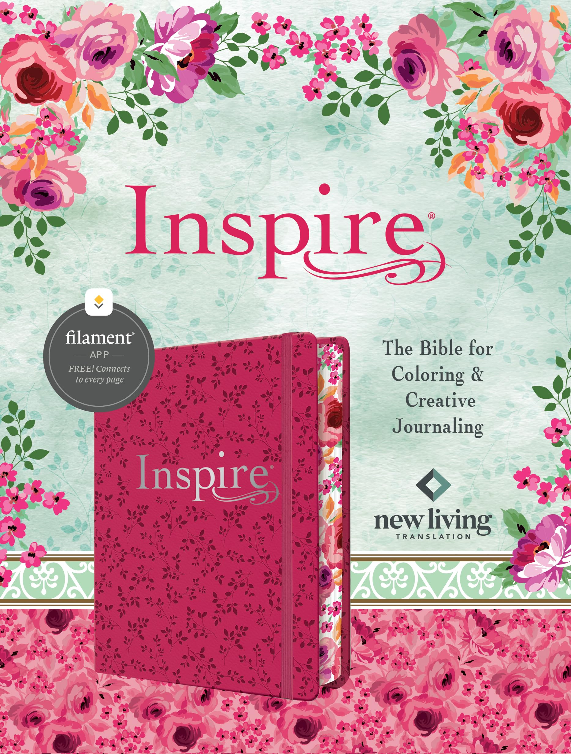 NLT Inspire Bible-Pink Peony