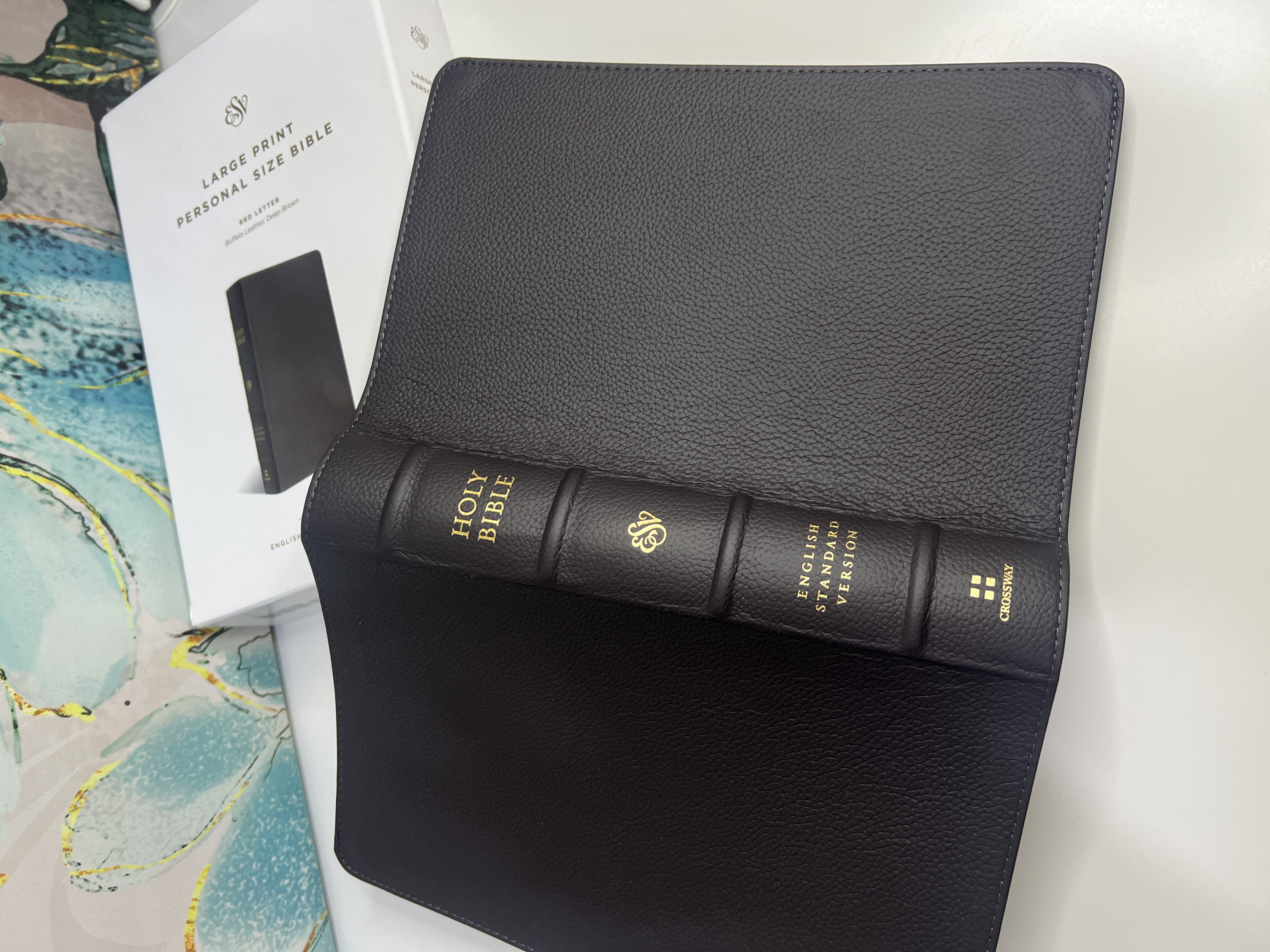 ESV Large Print Bible-Genuine Leather/Black
