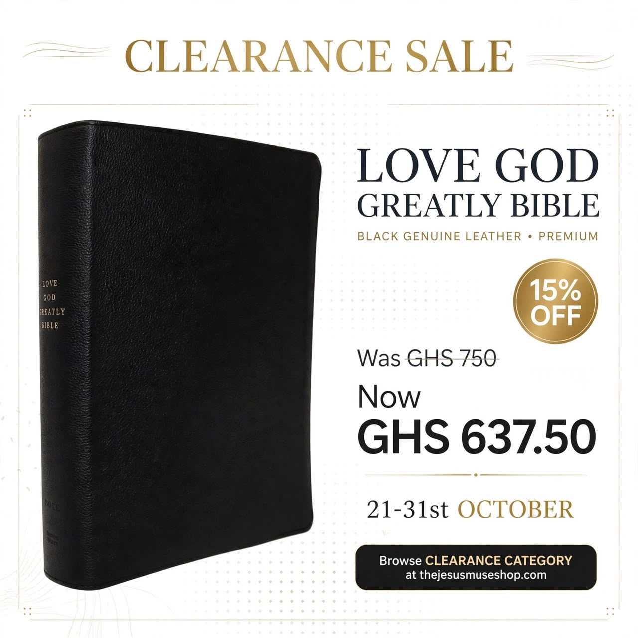 LOVE GOD GREATLY BIBLE- Black Genuine leather/CS
